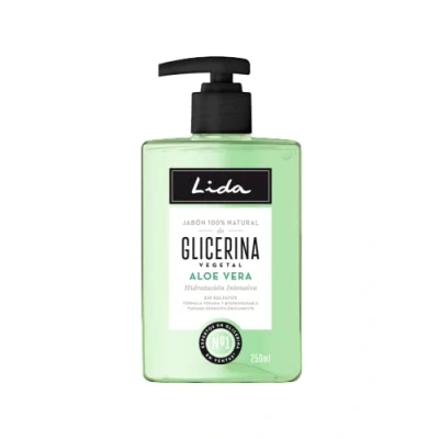 Imagen de Lida Jabón Líquido de Manos 100% Natural Glicerina y Aloe Vera Gel Limpia e Hidrata en Profundidad todo Tipo Pieles Elaboración Tradicional 250 ml