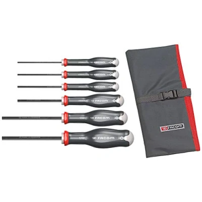 Imagen de FACOM Juego de 6 Destornilladores PROTWIST con Empuñadura Pans, Tratamiento Térmico, Mango Soft Grip, Tri Coating, Ergonomía Optimizada, Marcado Láser, ATWHH.JT6