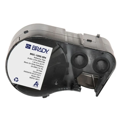 Imagen de Brady M5C 1000 584 etiquetas reflectantes negro sobre blanco 25,40 mm x 6,10 m (original)