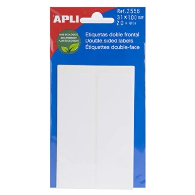 Imagen de APLI 2556 Etiquetas blancas doble frontal (31 x 100) 5 hojas
