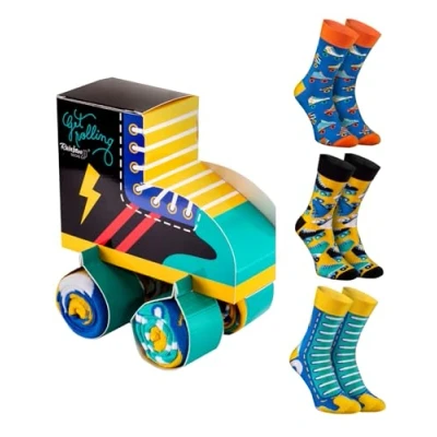 Imagen de Rainbow Socks Hombre Mujer Roller Skates Divertidos Calcetines 3 Par Talla 41 46