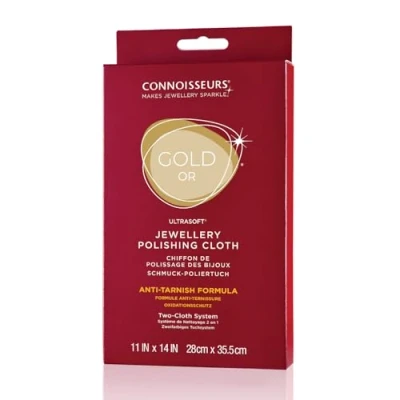Imagen de Connoisseurs Paño de Limpieza para Joyas Oro Pulido Ultra Suave Limpiar, Pulir y Restaurar Brillo 100% Fibra Algodón 28 x 35 cm