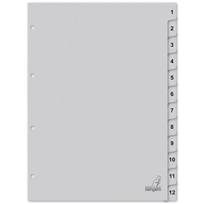 Imagen de Kangaro Registro de cartón DIN A4, números 1 12, 180 g/m², FSC reciclado, 12 piezas, K412C