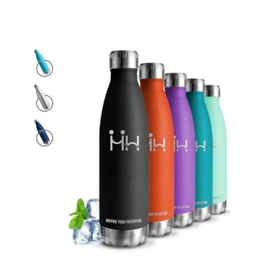Imagen de Botella Agua Acero Inoxidable, 500ml Termica, sin BPA, Niños, A Prueba de Fugas, Cantimplora Aislamiento al Vacío, para Escuela, Oficina, Outdoor