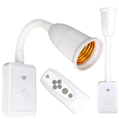 Imagen de Sporgo lámpara de enchufe E27 con mando a distancia: portalámparas interruptor, ajustable 360, pared cuello cisne flexible, LED, para dormitorio, oficina,