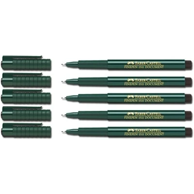 Imagen de Faber Castell Bolígrafo de fibra FINEPEN 1511, 0,4 mm, negro, 5 Stifte