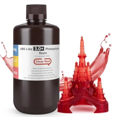 Imagen de ELEGOO Resina ABS Like 3.0 Plus 3.0+, para Impresora 3D con Alta Dureza y Tenacidad, Fotopolímera de Curado Rápido UV 405nm, Impresión LCD/DLP, Rojo Claro 1000G