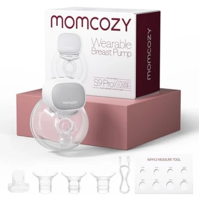 Imagen de Momcozy S9 Pro Sacaleches Electricos Actualizados, Manos Libres con Pantalla LED, Extractor de Leche Eléctrico Portátil 2 Modos y 9 Niveles (Gray, 1 Pack)