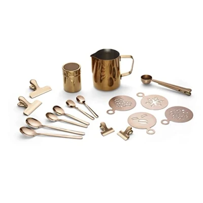 Imagen de Echtwerk Juego de café (23 unidades, 600 ml, 4 espresso, capuchino, cucharas pinzas para y plantillas café, cobre