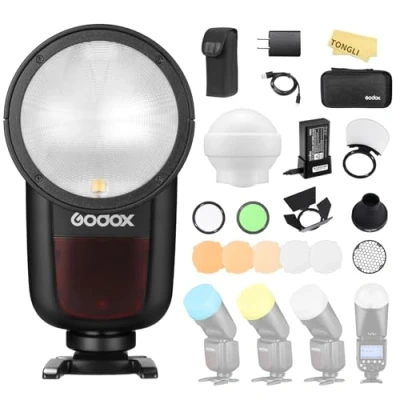 Imagen de GODOX V1 S TTL Round Head Camera Flash Kit,Round 2.4G 1/8000 HSS Speedlite 76W con Sony Accesorios,Flash acoplable Compatible cámara DSLR