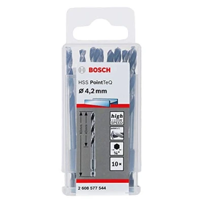 Imagen de Bosch Professional Set de 10 brocas vástago hexagonal PointTeQ, para metal, diámetro: 4.2 mm, ¼&quot;, accesorios taladro impacto y atornillador