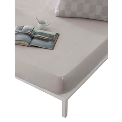 Imagen de Naturals Sabana Bajera Cama 150 Jersey 100% Algodon Totalmente Ajustable para colchones de hasta 33 centimetros Altura 150x190/200 Elba Light Grey/Gris Claro