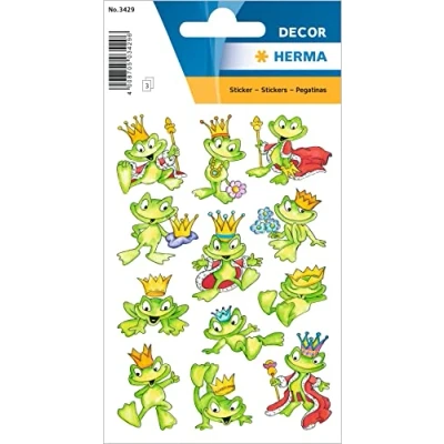 Imagen de HERMA 3429 Pegatinas de papel autoadhesivas para niños y niñas, diseño rey rana, 36 unidades