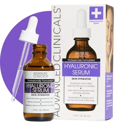 Imagen de Advanced Clinicals Hyaluronic Acid Face Serum. Anti aging Serum Instant Skin Hydrator, Plump Fine Lines, Wrinkle Reduction. 1.7 Fl Oz