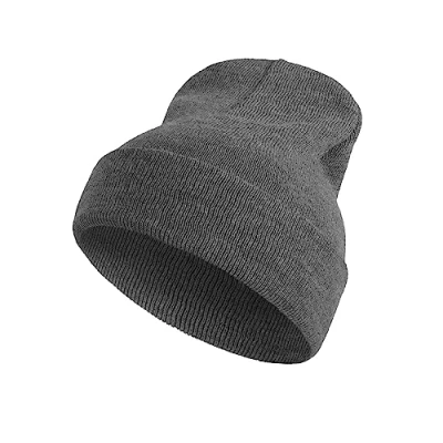 Imagen de Gorro Invierno Hombre y Mujer, Gris Oscuro Tipo Beanie Gorras de Tejido, Suave Cálido 100% Acrílico Talla Única