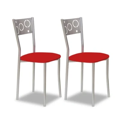 Imagen de ASTIMESA SCPRRO Dos sillas de Cocina, Metal, Rojo, Altura Asiento 45 cms