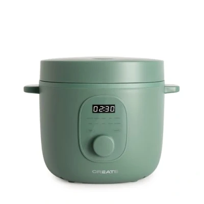 Imagen de CREATE/RICE COOKER/Arrocera eléctrica multifunción 3L verde sage/Programable hasta 24h, con cesta vaporera, prepara tartas, guisos o sopas, función de mantener el calor, 600W