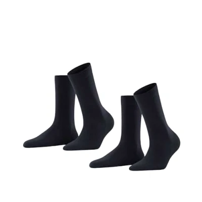 Imagen de FALKE Softmerino 2 Pack W SO lana algodón unicolor pares, Calcetines Mujer, Azul (Dark Navy 6379), 37 38
