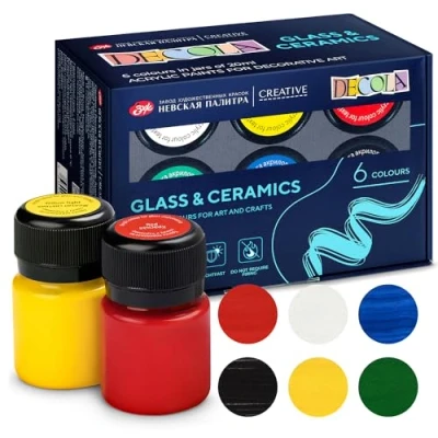 Imagen de Decola Set de Color para Porcelana 6x20ml Permanente Vidrio y Cerámica Hecho por Nevskaya Palitra