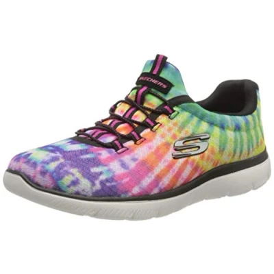 Imagen de Skechers Summits Looking Groovy, Zapatillas de Deporte Mujer, Black Multi Mesh White Trim, 38 EU
