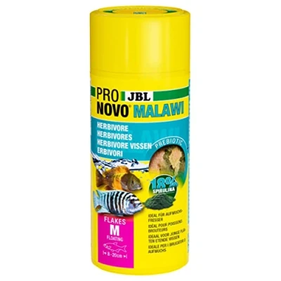 Imagen de JBL Pronovo Malavi Flakes, alimento Principal para Todos los cíclidos de 8 20 cm, Copos Comida Peces, Talla M, 250 ml