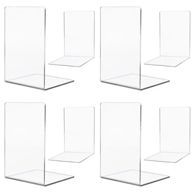 Imagen de 4 Pares Sujeta Libros, Libros Estanteria, Soporte Estanteria,Sujetalibros Estanteria para Casa Oficina Biblioteca Escuela Estantería