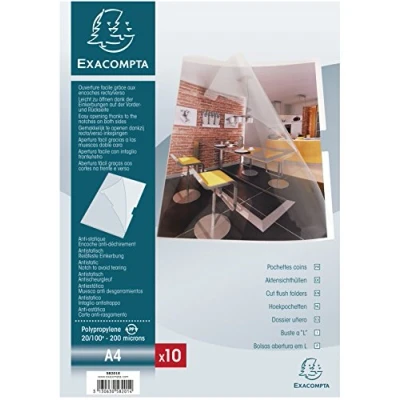 Imagen de Exacompta 58201E Bolsa de 10 dossiers con muesca, A4, transparente