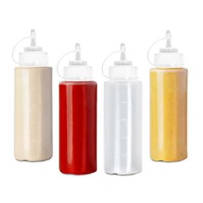 Imagen de MATANA 4 Biberones de Cocina Grandes Plástico, 500ml Condimentos, Salsas, Ketchup, Mayonesa y Más Libre BPA Aptas para Lavavajillas