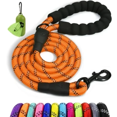 Imagen de Taglory Correa de Perro, 1,5 m Fuerte Perro para Perros Medianos y Grandes con Mango Acolchado Suave Hilos Reflectantes, Naranja