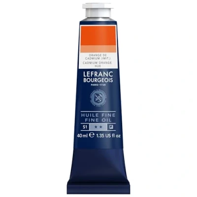 Imagen de Lefranc Bourgeois 301759 Pintura al óleo fina, calidad, resistente a la luz y de consistencia uniforme, tubo 40ml, ideal para lienzos tableros pintura, Tono naranja cadmio