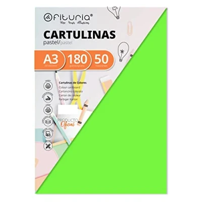 Imagen de Pack 50 Cartulinas Color Verde Tamaño A3 180g