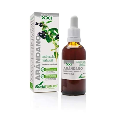 Imagen de Soria Natural Arándano Extracto Favorece la acción diurética, Ayuda a Salud de las Vías Urinarias 100% Puro Suplemento para Urinaria Botella 50 ml