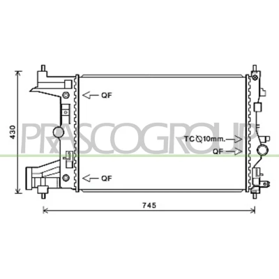 Imagen de PRASCO OP416R005 Radiador, refrigeración del motor Aluminio 580 388 31 Con acoplamientos rápidos Aletas soldadas OPEL: Astra J Hatchback