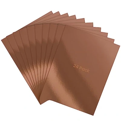 Imagen de Belle Vous Pack de 24 Cartulina A4 Oro Rosa Aluminio 29,7 x 21 cm Carton Espejo 350 gsm Metalizada para Invitaciones Boda, Manualidades, álbum Recorte, Suministros Oficina