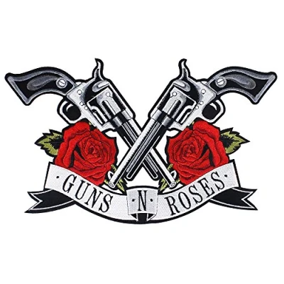 Imagen de 1 parche de motocicleta con diseño rosas y pistolas, parches tela para planchar o mochilas, apliques coser