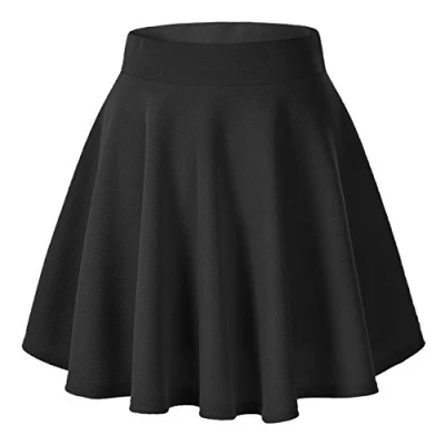 Imagen de Urban GoCo Falda Mujer Elástica Plisada Básica Patinador Multifuncional Corto (XL, Negro)