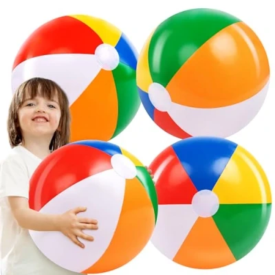 Imagen de JOYIN Paquete de 4 Pelotas Playa inflables 20 Pulgadas, Grandes arcoíris para Fiesta en la Piscina, Juguetes Piscina Verano, Regalos