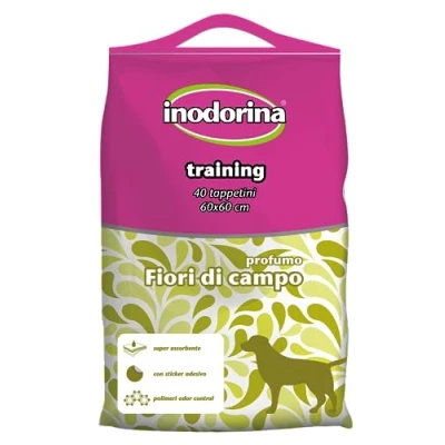 Imagen de Inodorina Empapadores para Perros (60x60 cm, 40 u) Pequeños y Grandes Entrenamiento. Cachorros Absorbente con Filtro de Olores. Accesorios Mascotas