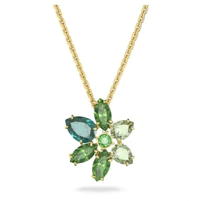 Imagen de Swarovski Collar Gema para mujer, con Cristales Verdes, Baño Tono Oro, Colección de