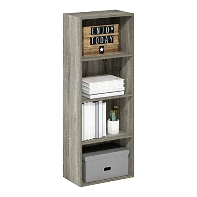 Imagen de Furinno Luder Estantería Abierta para Almacenamiento, Engineered Wood, Roble Francés, 4 Pisos