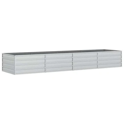 Imagen de vidaXL Arriate Jardinera Macetero Cesta Pared Alambre Maceta Flores Plantas Jardín Patio Terraza Estable de Acero Galvanizado Plateado 320x80x45 cm