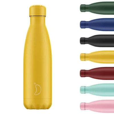 Imagen de Chilly&#039;s Botella de Aqua Acero Inoxidable y Reutilizable Prueba Fugas, Libre transpiración Matte All Burnt Yellow 500ml