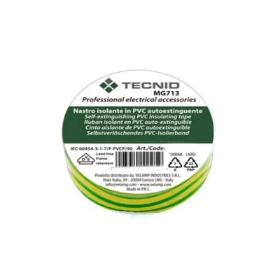 Imagen de PVC Insulation Tape 0.12mm Thickness 19mm x 25m Yellow and Green VDE Certified Waterproof Heat Resistant Self Adhesive Perfect for repairing bonding electrical work