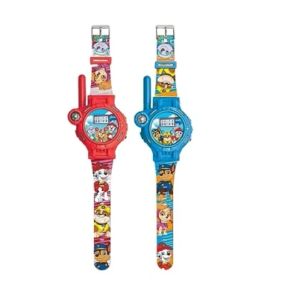 Imagen de Lexibook, Paw Patrol, Relojes Walkie Talkies, 2 Piezas, Alcance hasta 200m/600 pies, Linterna, brújula, Recargable, Azul/Rojo, DMWTW1PA