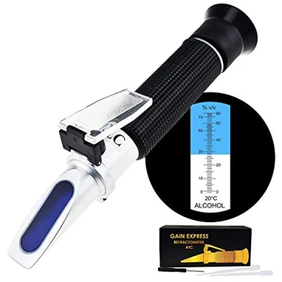 Imagen de Alcohol Refractometer con ATC 0 80% VOL Volumen, Óptico Mano Concentración Ensayador Metro por Destilado Bebidas Haciendo Cerveza Casera
