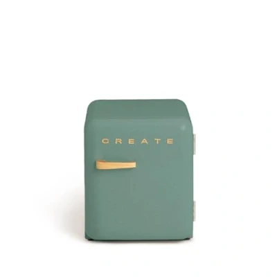 Imagen de CREATE / RETRO FRIDGE 50 WOOD/Frigorífico verde sage maneta madera 85W, minibar, un estante, diseño retro, cm, dos repisas, capacidad de 48L, bajo consumo, 50x44x49,8 cm