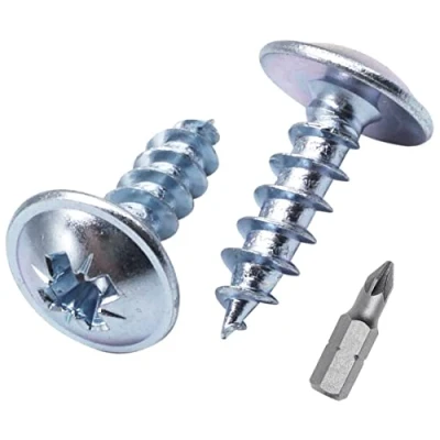 Imagen de SKIR&#039;CO (30 piezas) Acero chapado en zinc 6,0 x 20 mm tornillos de madera plateada, metal, cabeza oblea, Pozidriv, autorroscantes