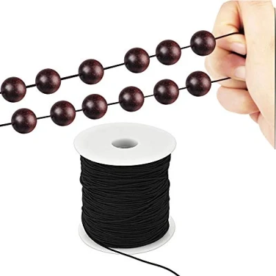 Imagen de PERFETSELL 100 m Hilo Elastico Negro para Pulseras y Coser Cordon 1mm de Diamétro Elástico Redonda Hacer Costura Manualidades DIY Abalorios