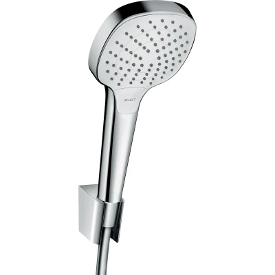 Imagen de Hansgrohe 26425400 Croma Select E 110 Vario ducha de mano con soporte y flexo, 3 tipos chorro, blanco/cromo