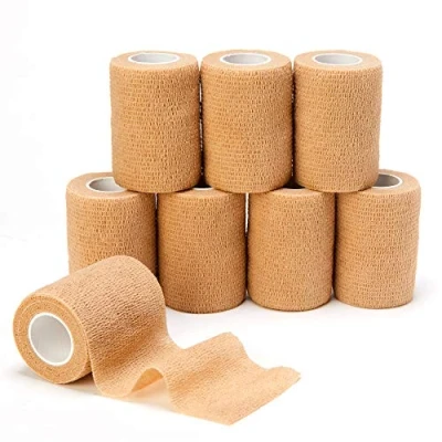 Imagen de Vendas Autoadhesivas (7.5cm X4.5m), 8 rollos de Venda Cohesiva Sanitarias para Primero Auxilios, Deportes, Muñeca y Tobillo (7.5cm, Beige)
